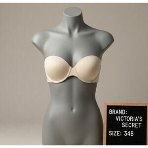 Beige Strapless Body by Victoria's Secret Bra Size 34B IPEX No Straps VS Tan